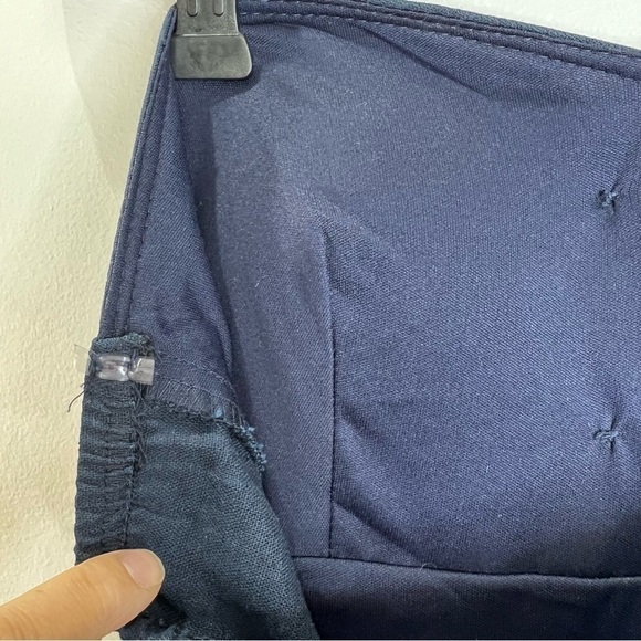 Simons navy blue linen blend belted strapless mini dress M - Picture 8 of 10